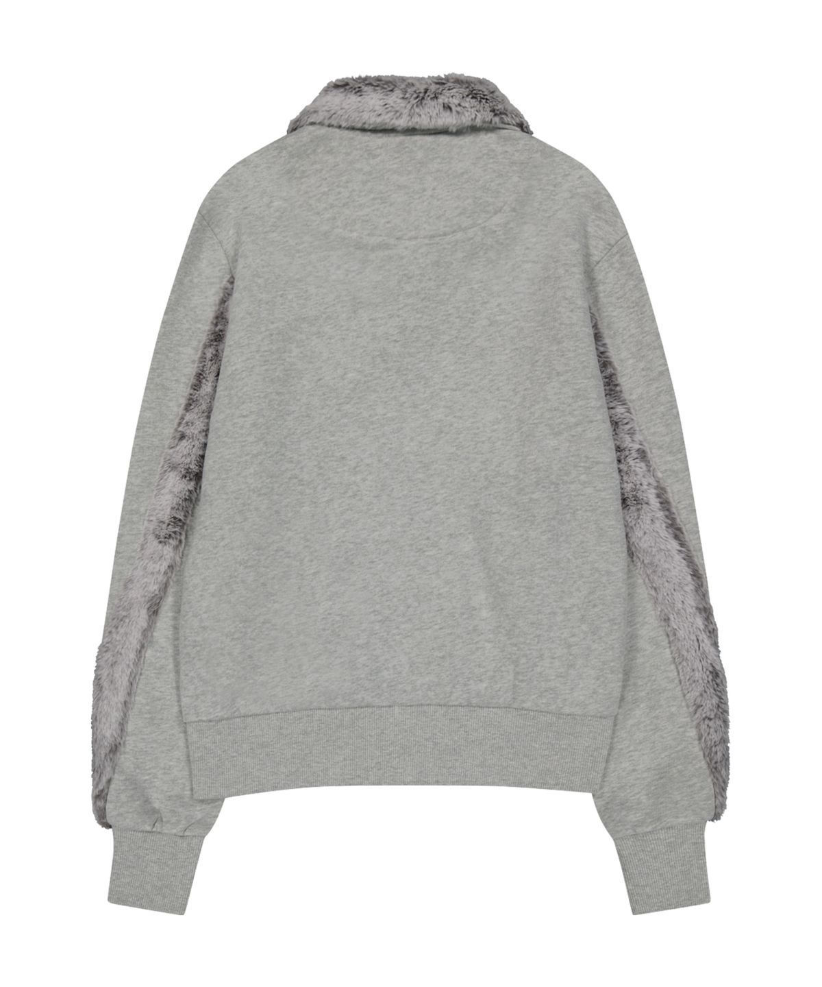 오호스(OJOS) Fur Trim Jersey Zip-up / Grey