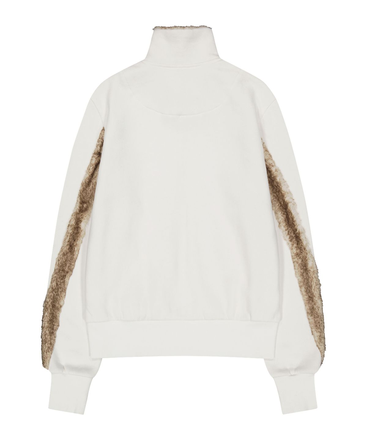 오호스(OJOS) Fur Trim Jersey Zip-up / Ivory