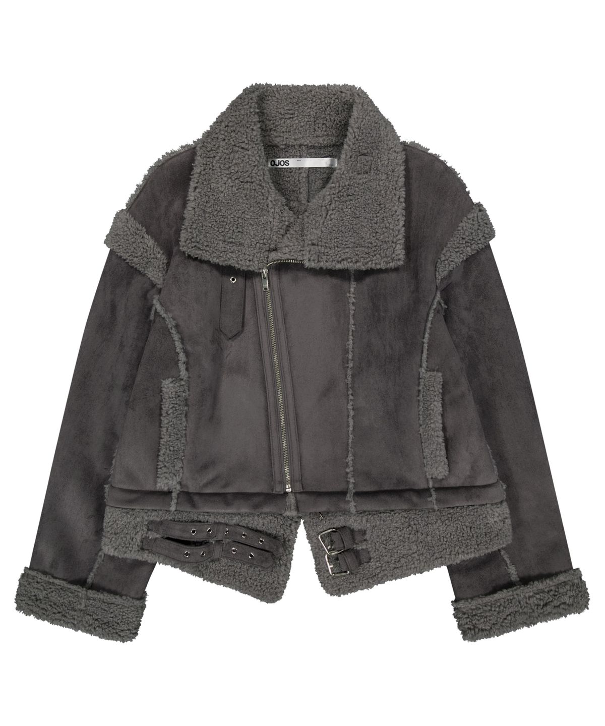 오호스(OJOS) Detachable Fur Shearling Jacket / Charcoal