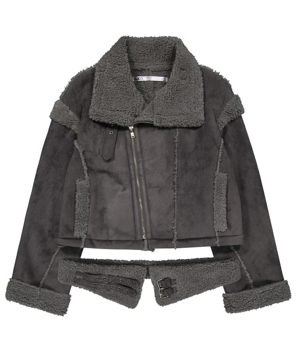 오호스(OJOS) Detachable Fur Shearling Jacket / Charcoal