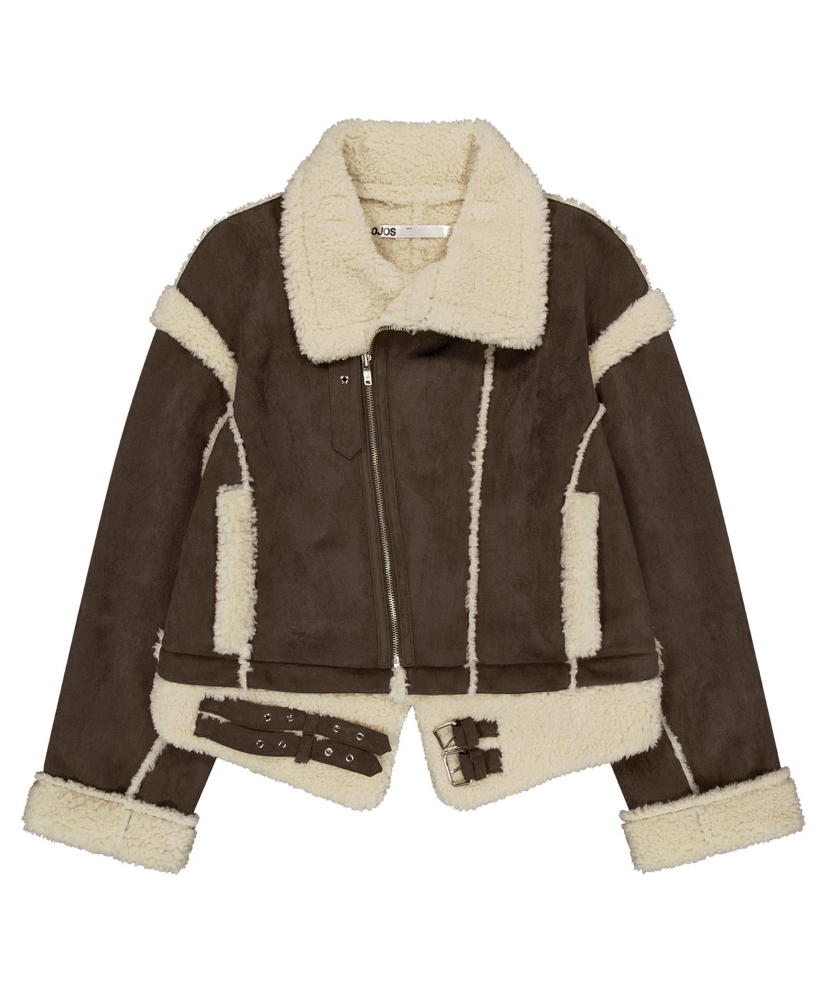 오호스(OJOS) Detachable Fur Shearling Jacket / Stone Brown