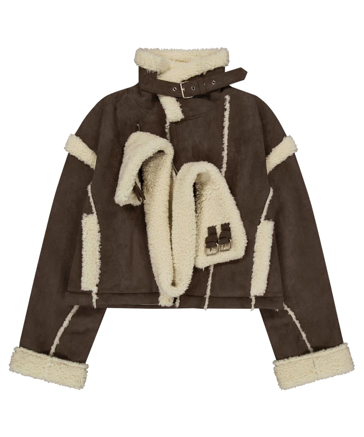 오호스(OJOS) Detachable Fur Shearling Jacket / Stone Brown