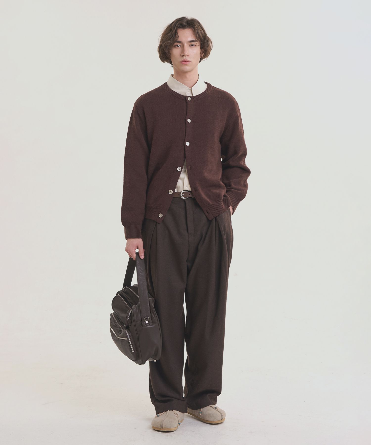 【ブラウン】撚り杢グレンチェックボタンレスカーディガン ZARA（ザラ） ZARA 25AW チェック柄ニットカーディガン S モカ