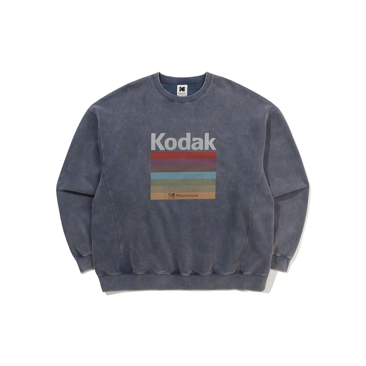 코닥(KODAK) 레인보우 스노우워싱 기모 맨투맨 NAVY