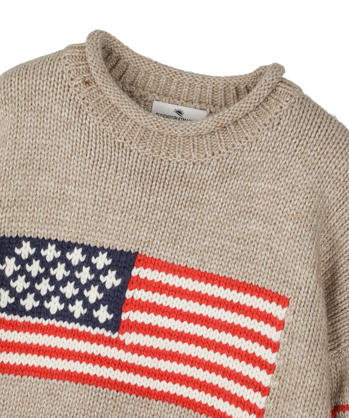 선데이후르츠마켓(SUNDAY FRUIT MARKET) SUNDAY FLAG KNIT SWEATER BEIGE