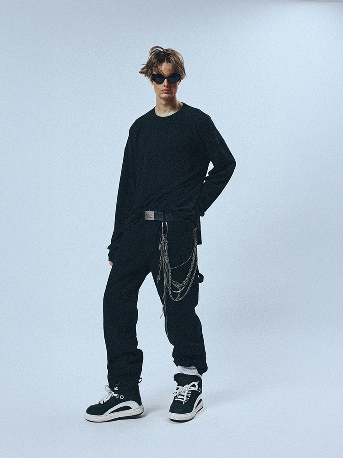 선데이후르츠마켓(SUNDAY FRUIT MARKET) SUNDAY MINI WAFFLE LS TEE CHARCOAL