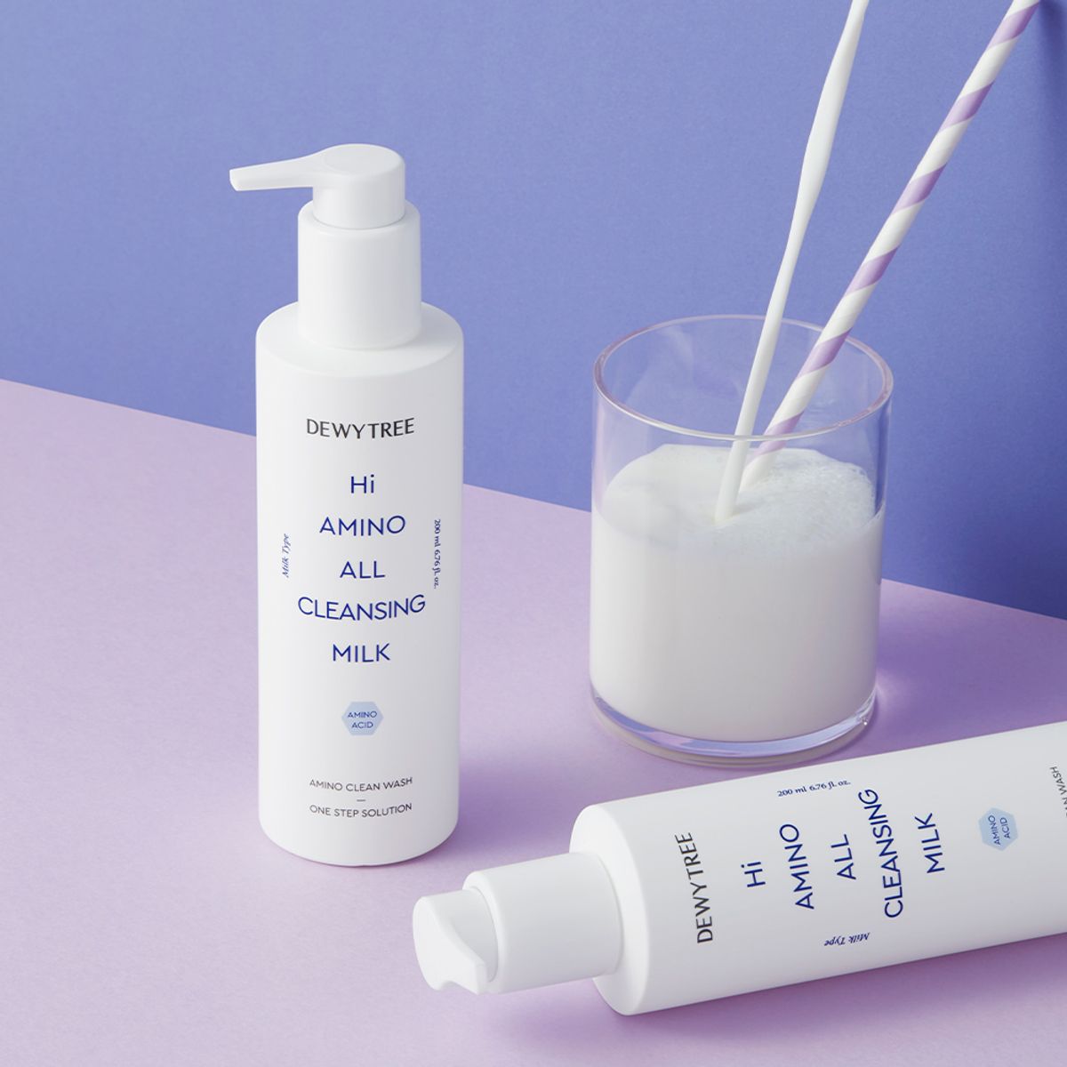 듀이트리(DEWYTREE) [총600ml, 본품200ml+리필200ml*2] 하이 아미노 올 클렌징 밀크 대용량 세트