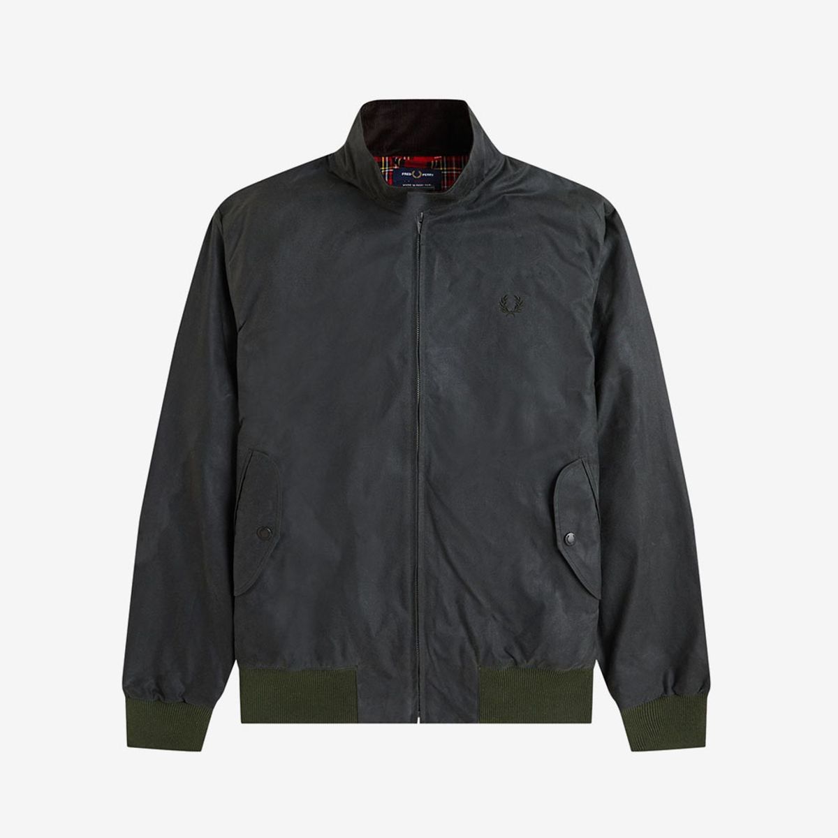 프레드페리(FRED PERRY) [Made in England] 왁스 해링턴 재킷 - 다크 그린 AFPM2531330-Z95