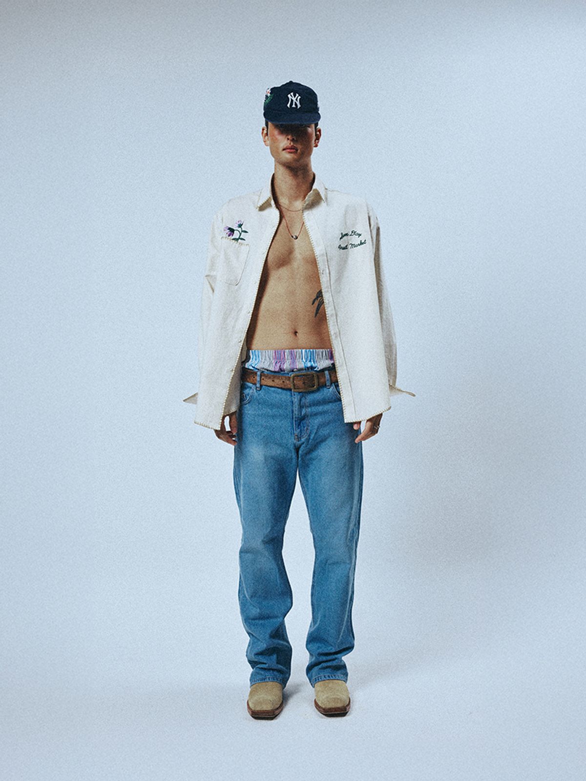 선데이후르츠마켓(SUNDAY FRUIT MARKET) POCKET FLOWER SHIRT CREAM