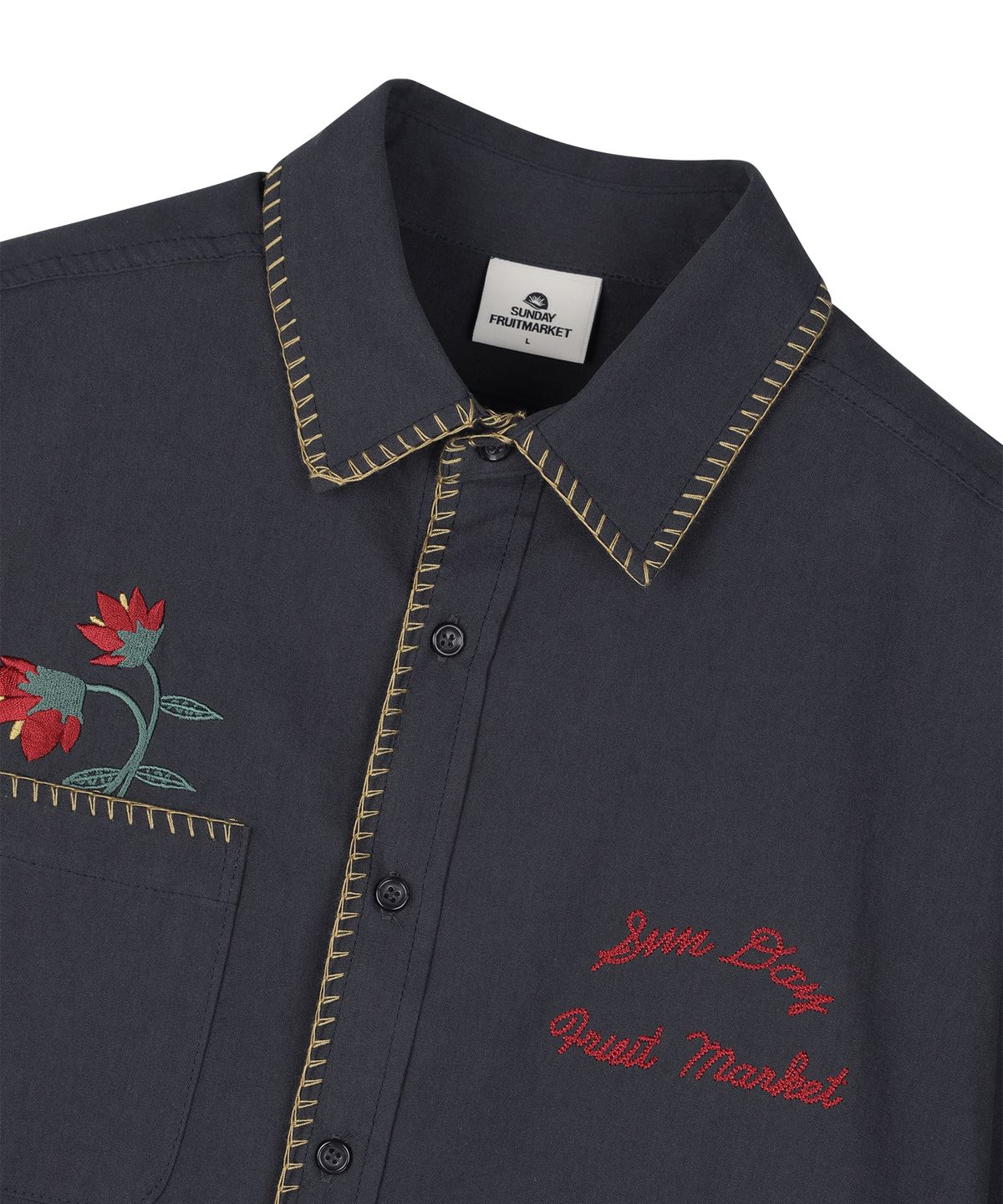 선데이후르츠마켓(SUNDAY FRUIT MARKET) POCKET FLOWER SHIRT NAVY