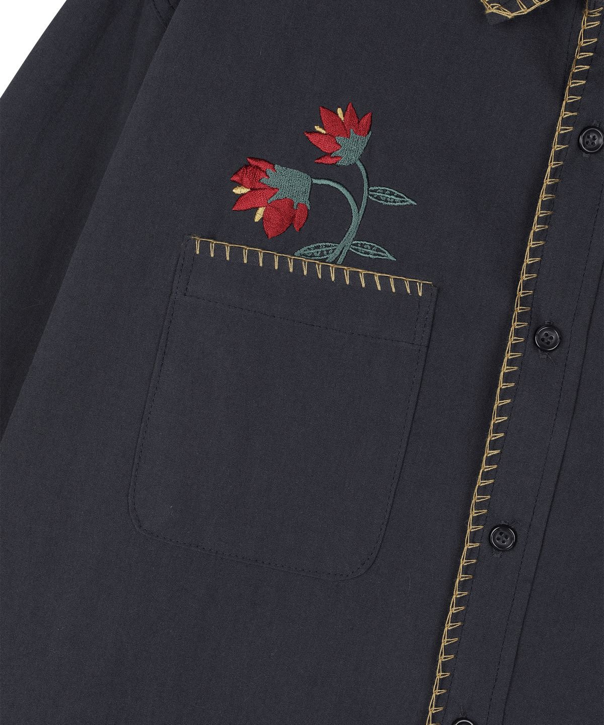 선데이후르츠마켓(SUNDAY FRUIT MARKET) POCKET FLOWER SHIRT NAVY