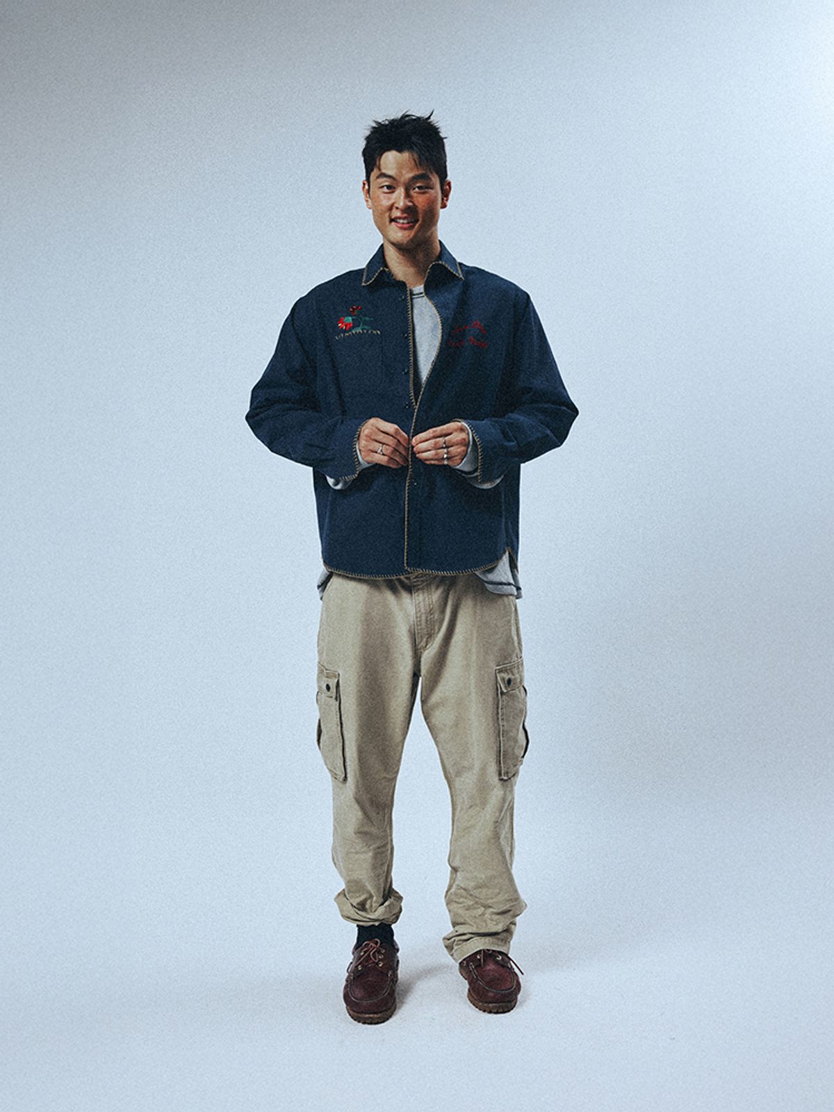 선데이후르츠마켓(SUNDAY FRUIT MARKET) POCKET FLOWER SHIRT NAVY