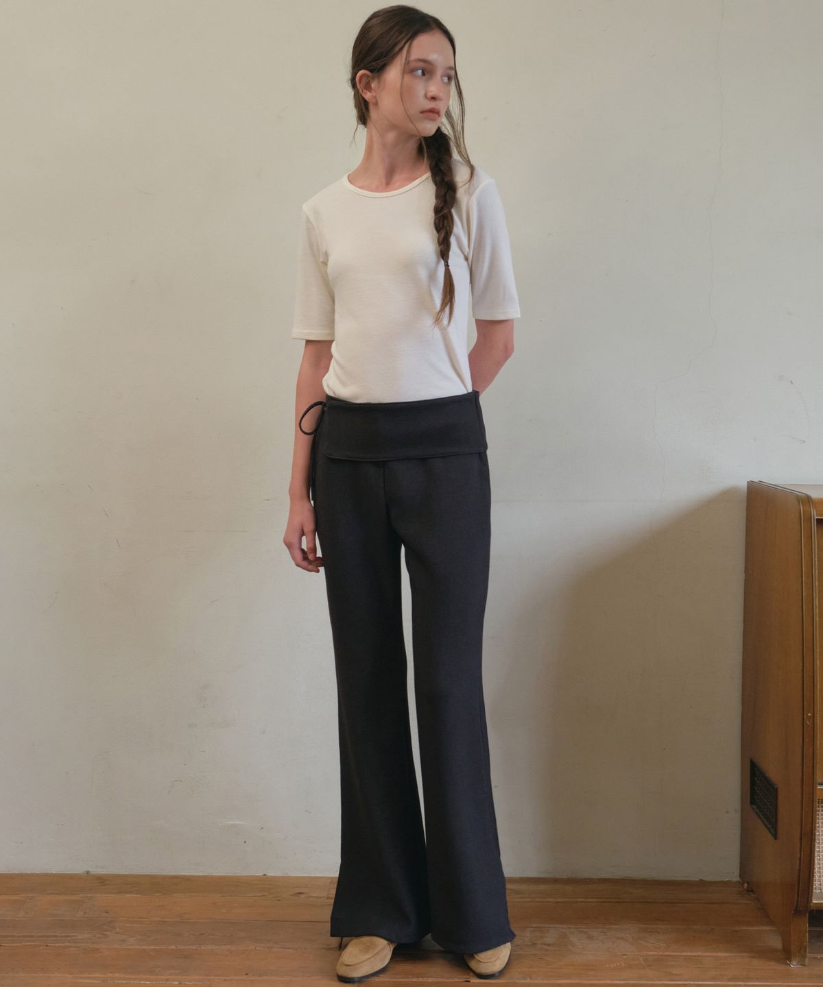 아우어노스텔지아(OURNOSTALGIA) Angora half sleeve t-shirt_Ivory(O25-TP16)
