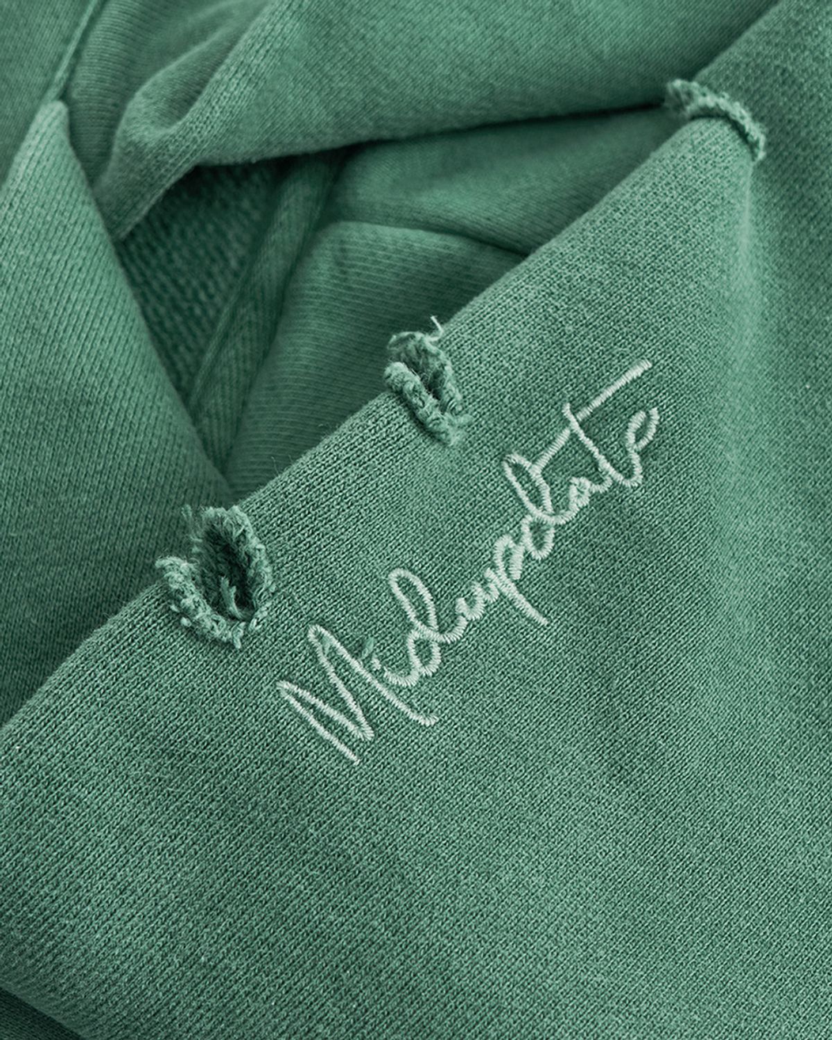 미드업데이트(MIDUPDATE) Simple Garment Dye Hoodie_Green