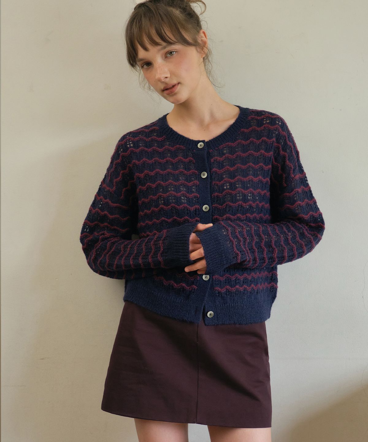 아우어노스텔지아(OURNOSTALGIA) Monet basic cotton mini skirt_Grape(O25-SK10)