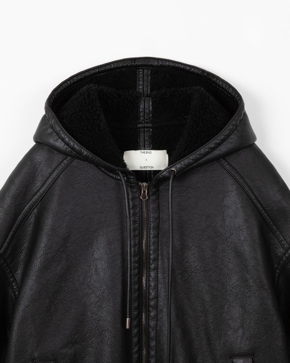 디앤드퀘스천(THEENDQUESTION) Hooded shearling jumper / BLACK