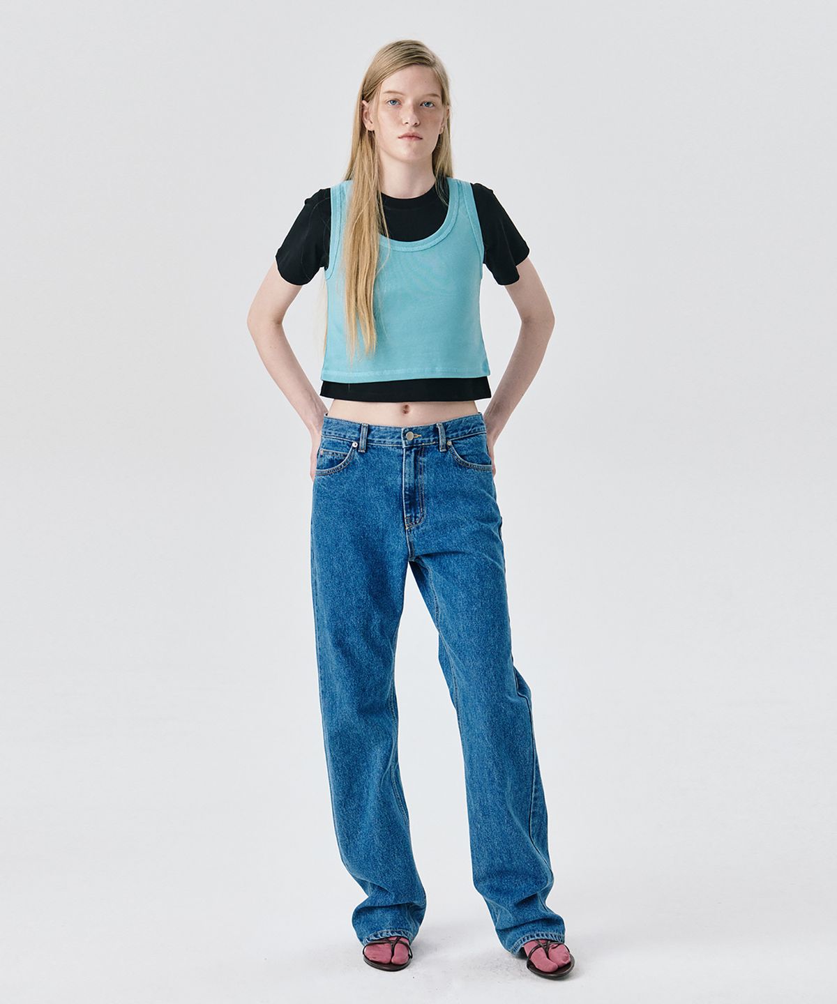 분더캄머(WNDERKAMMER) Sleeveless Top_Blue(민소매 탑_블루)