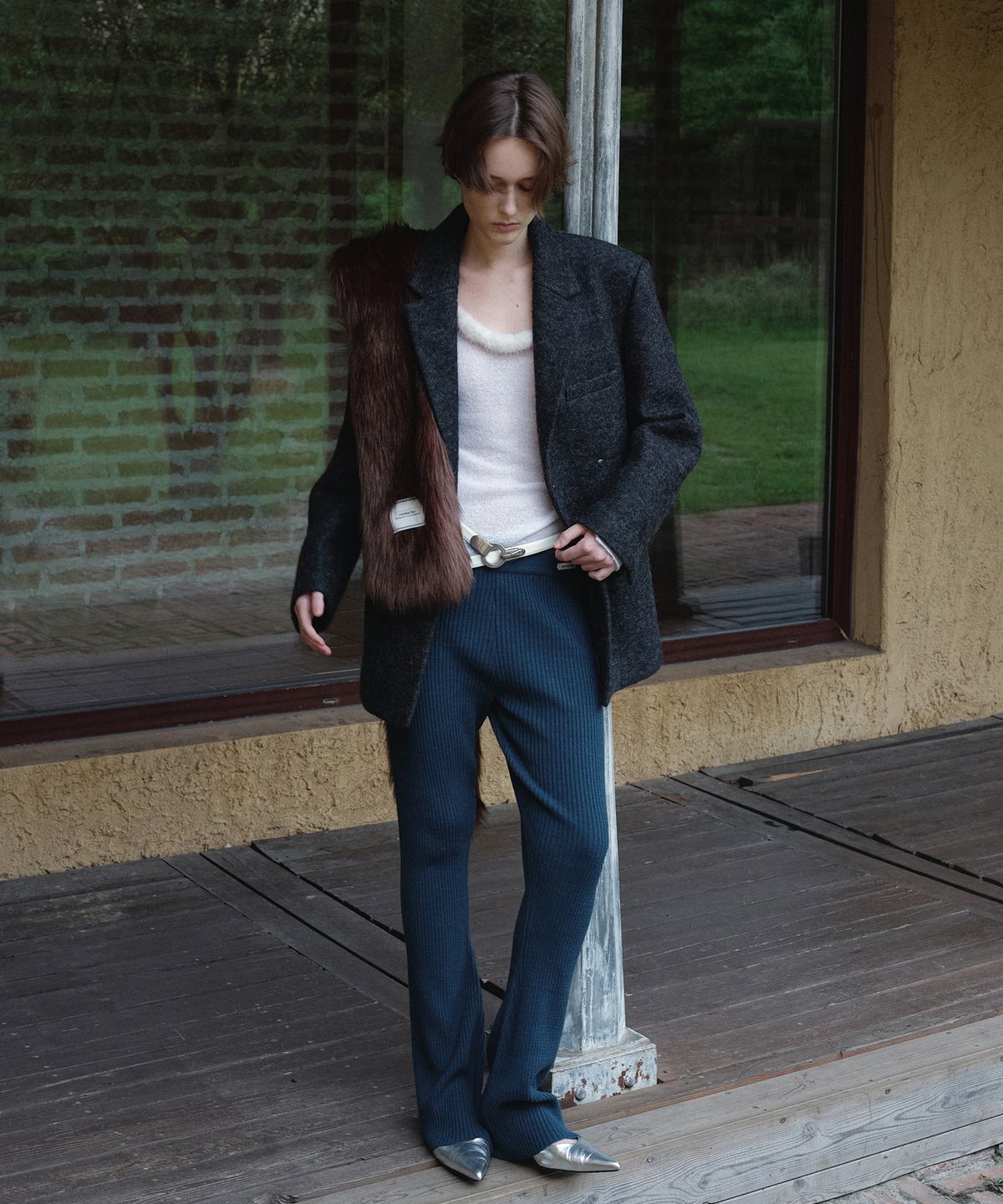 오버듀플레어(OVERDUEFLAIR) SNAP TWO-WAY OVERSIZED WOOL JACKET_CHARCOAL
