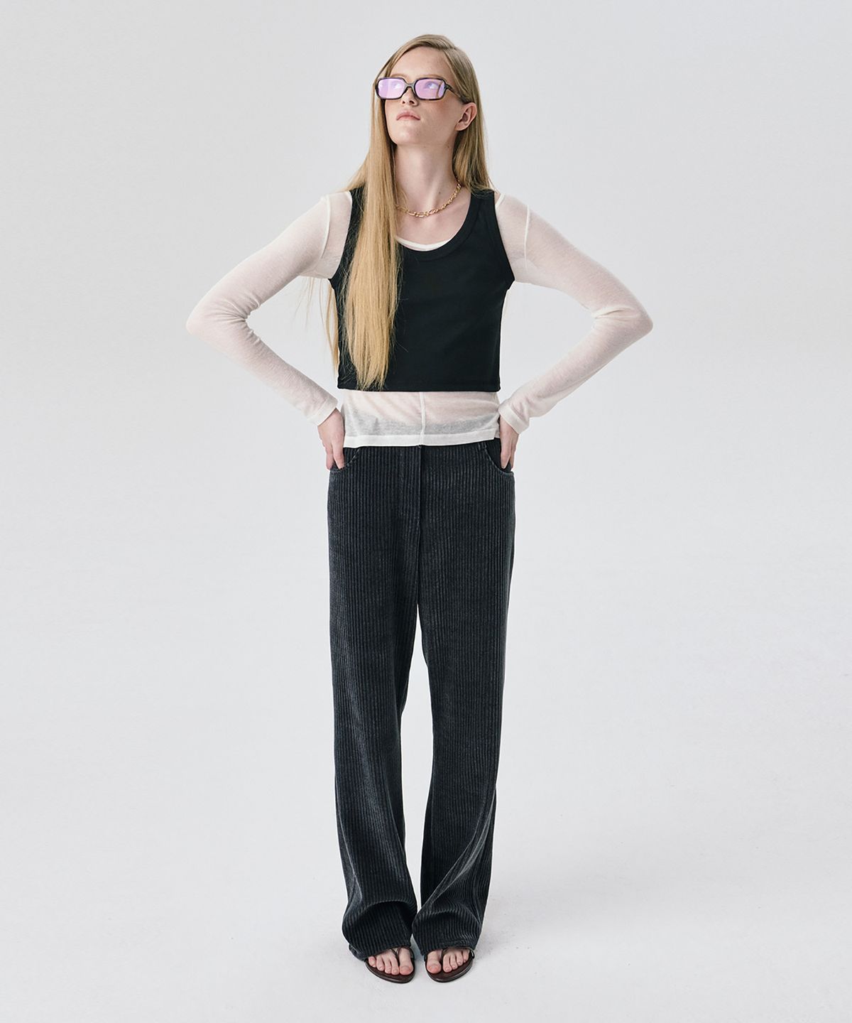 분더캄머(WNDERKAMMER) Sleeveless Top_Black(민소매 탑_블랙)