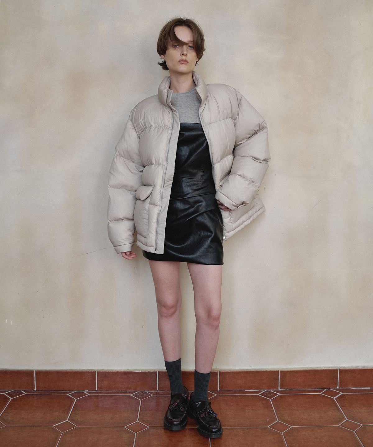 오버듀플레어(OVERDUEFLAIR) SHEER QUILTED DOWN JUMPER_LIGHT BEIGE