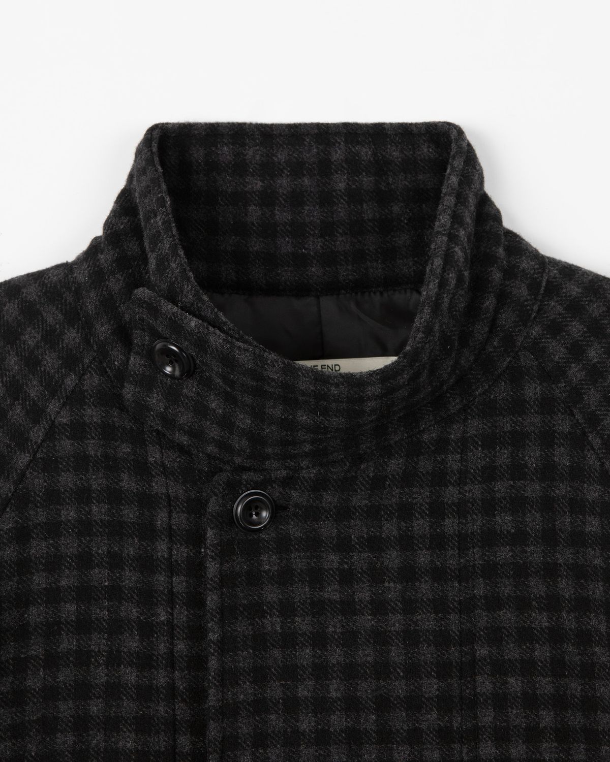 디앤드퀘스천(THEENDQUESTION) Checked Balmacaan coat / DARK GRAY