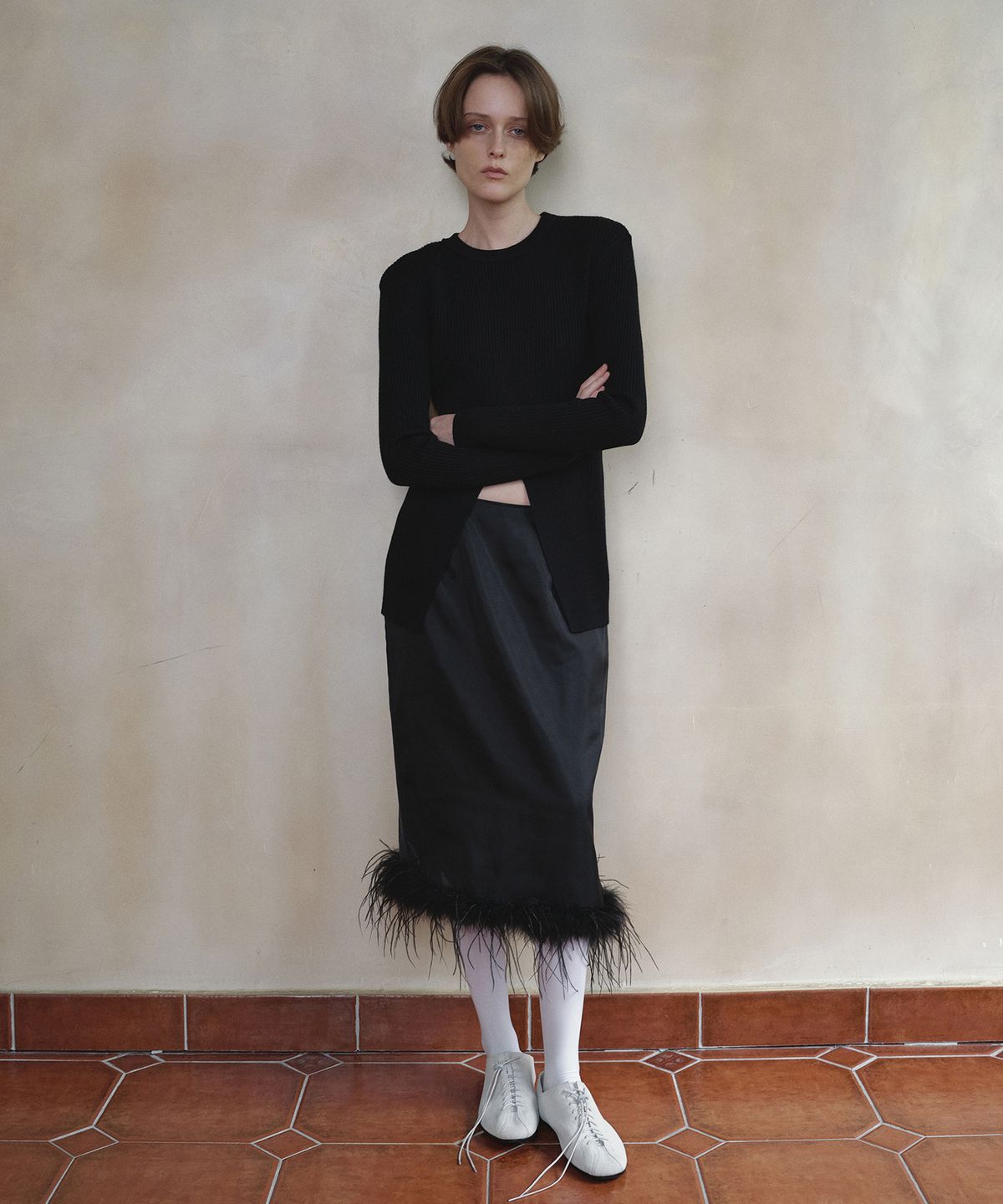 오버듀플레어(OVERDUEFLAIR) WOOL RIBBED SLIT KNIT_BLACK