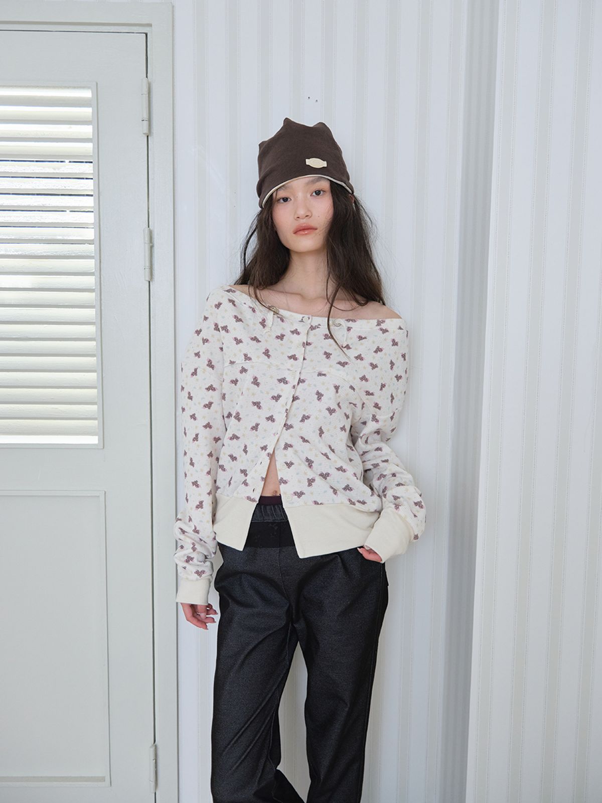 무음(MUWM) 리버시블 플립 비니 Reversible Flip Beanie (Brown)