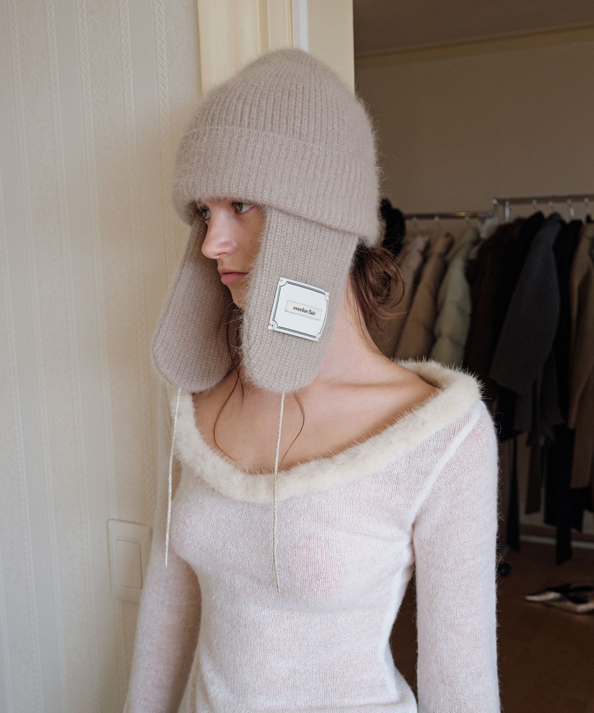 오버듀플레어(OVERDUEFLAIR) ANGORA EAR MUFF CAP_MID GREY