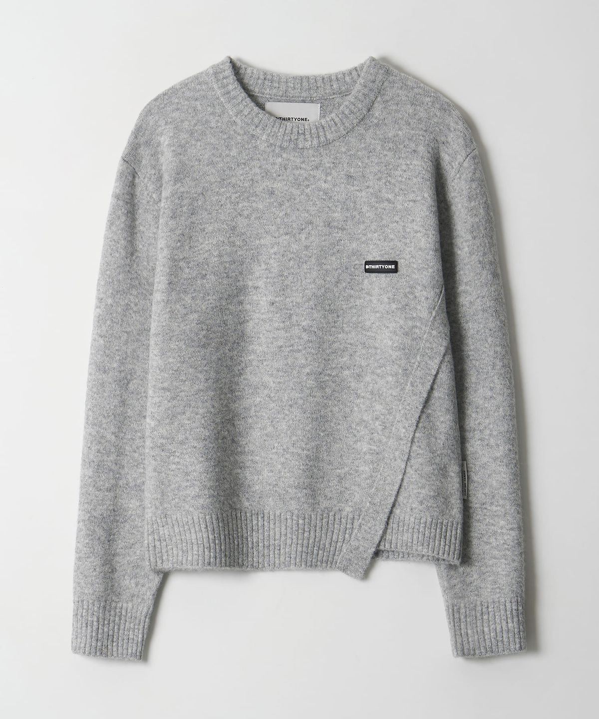 디써티원(DTHIRTYONE) Twisted Line Crewneck Sweater (LIGHT GREY)