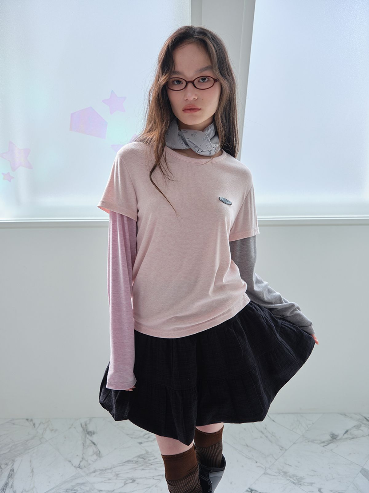 무음(MUWM) 투웨이 버튼 셔링 밴딩 롱스커트 2way Button Shirring Skirt (Black Check)