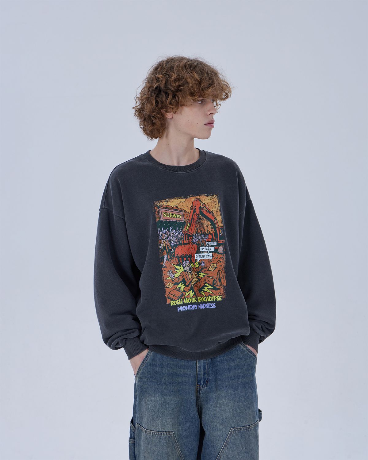 디스펑트(DYSFUNCT) APOCALYPSE PIGMENT SWEATSHIRT (CHARCOAL)