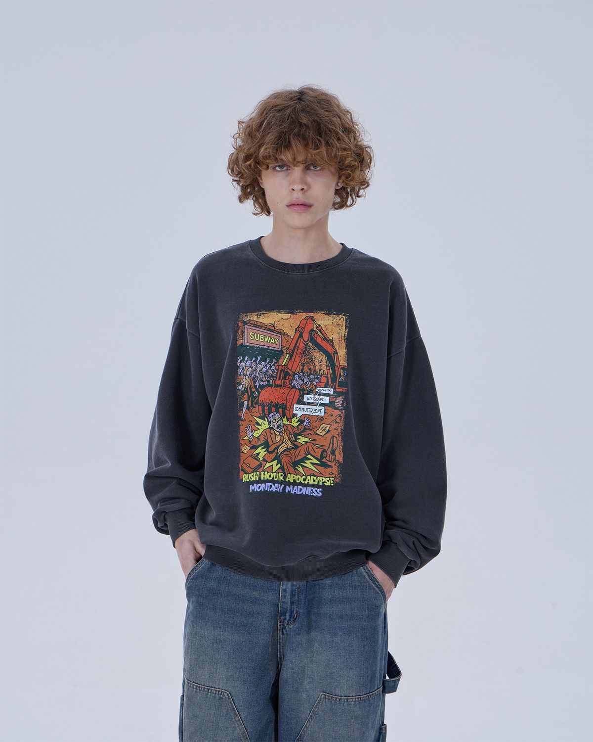 디스펑트(DYSFUNCT) APOCALYPSE PIGMENT SWEATSHIRT (CHARCOAL)