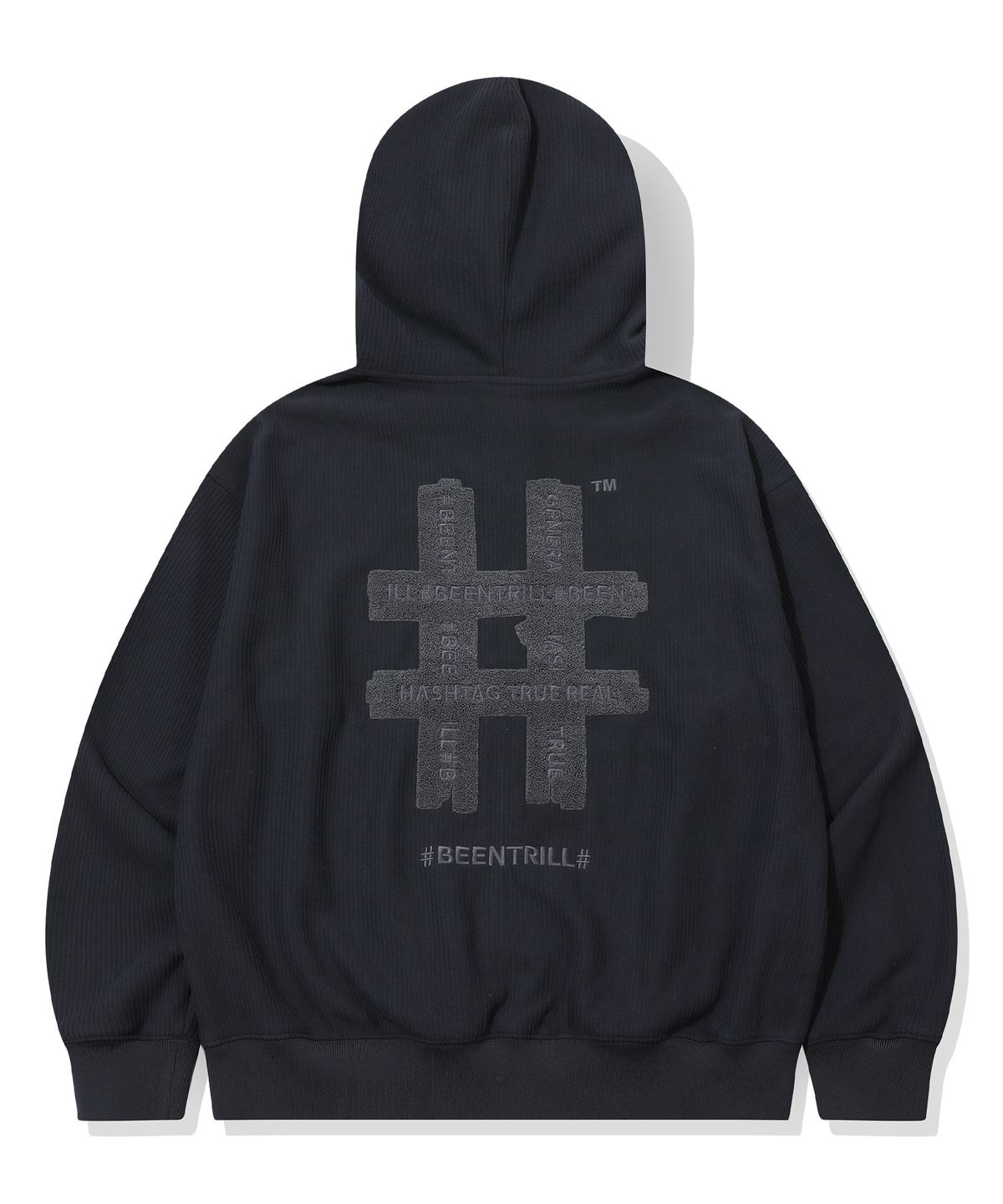 빈트릴(BEENTRILL) 코듀로이 플리스 테이핑 후드집업(라이트 인디고)