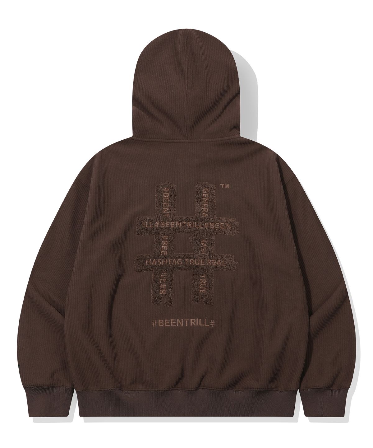 빈트릴(BEENTRILL) 코듀로이 플리스 테이핑 후드집업(초콜릿)