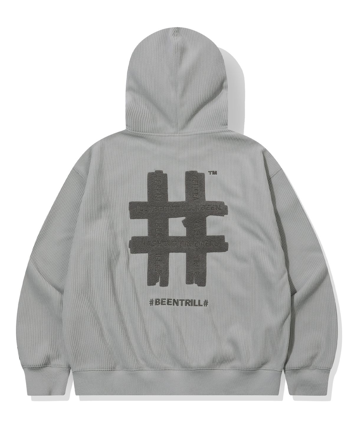 빈트릴(BEENTRILL) 코듀로이 플리스 테이핑 후드집업(웜 그레이)