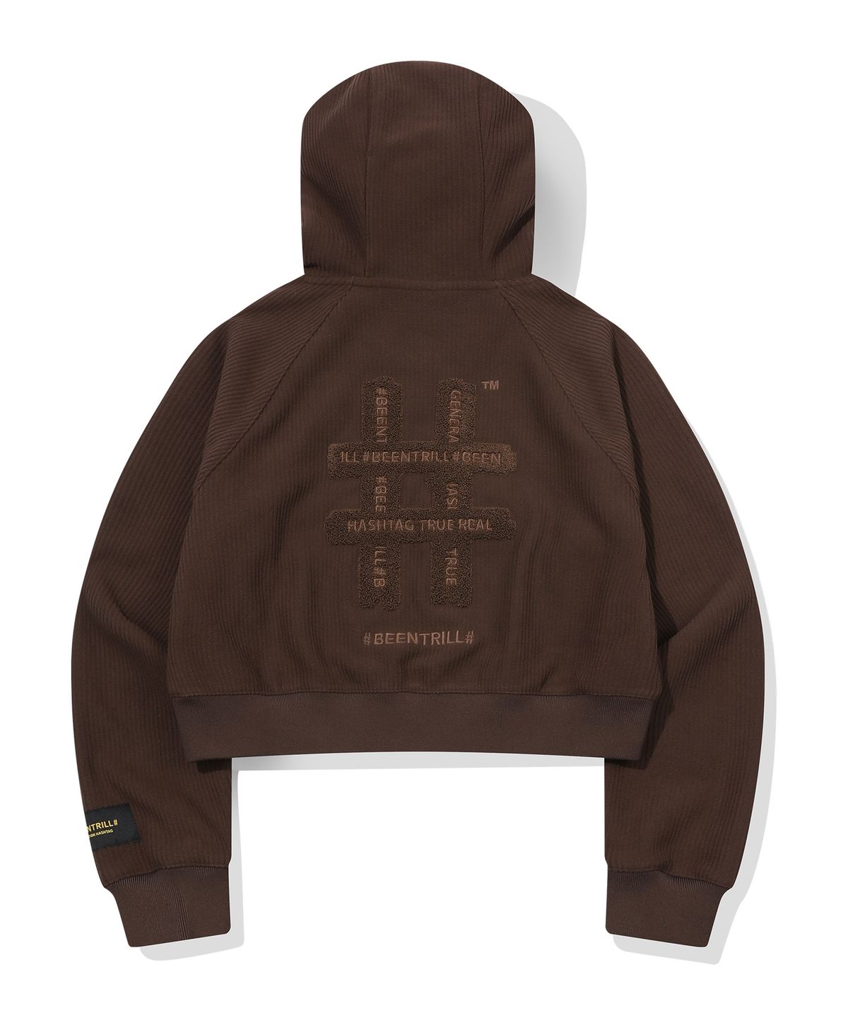 빈트릴(BEENTRILL) 우먼즈 코듀로이 플리스 테이핑 후드집업(초콜릿)