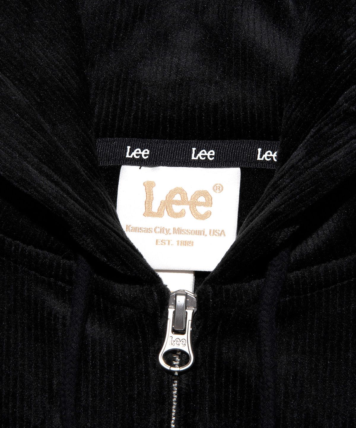 리(LEE) 우먼 벨루어 후드 집업 블랙
