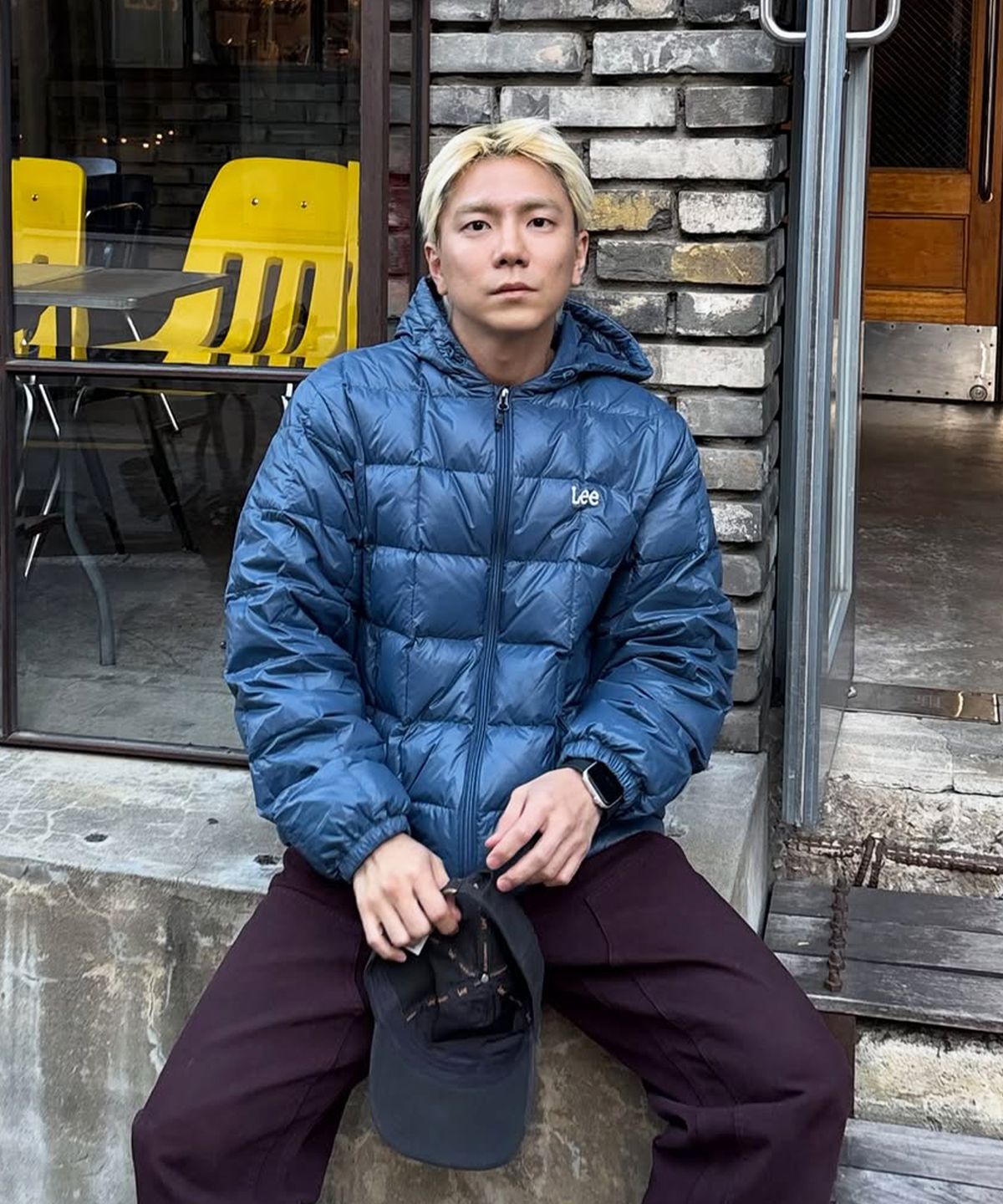 리(LEE) 후드 립스탑 라이트 다운 블루