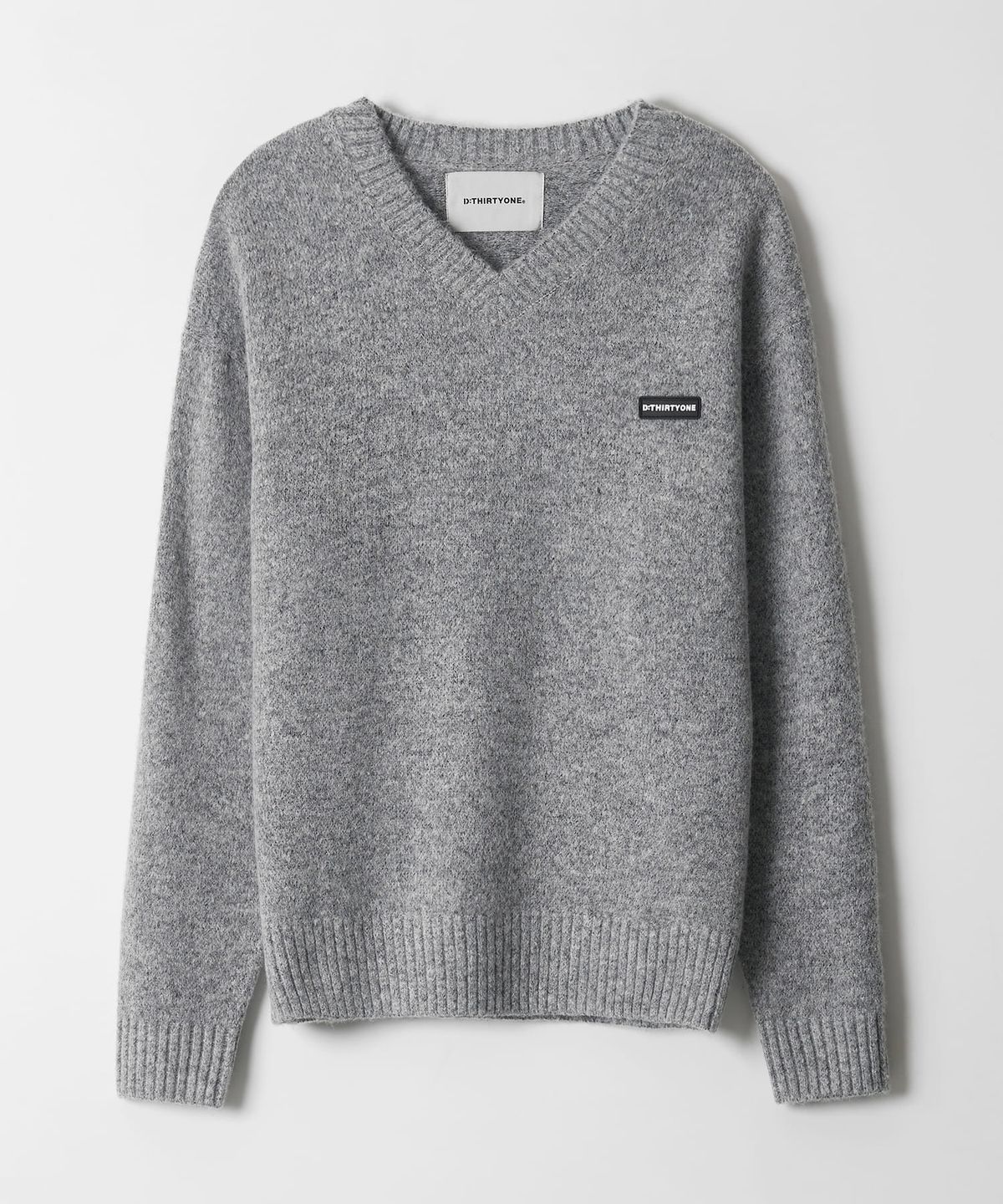 디써티원(DTHIRTYONE) V-Neck Solid Sweater (GREY)