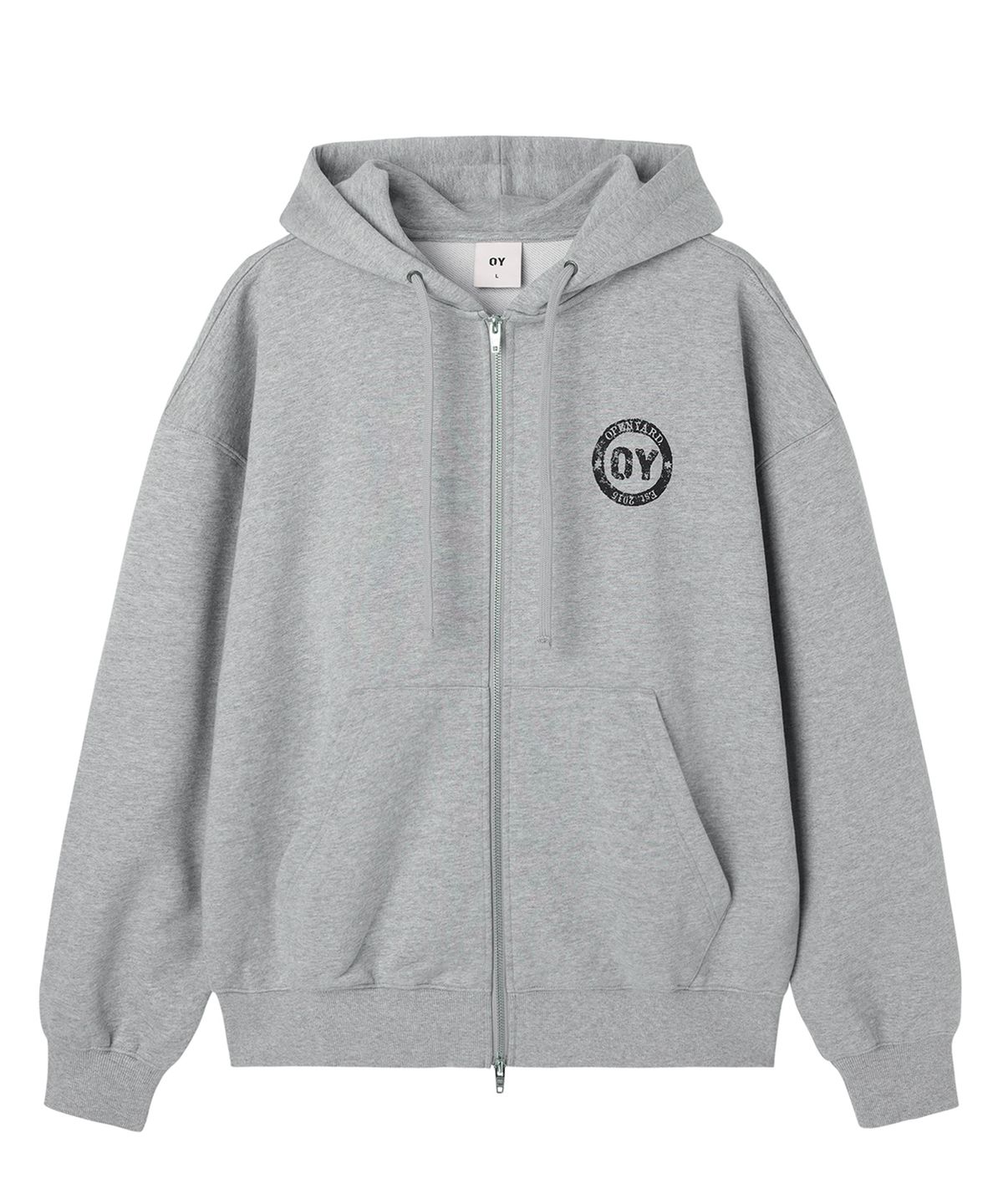 오픈야드(오와이)(OPENYARD(OY)) CROSS FACES HOODIE ZIP UP - MID MELANGE