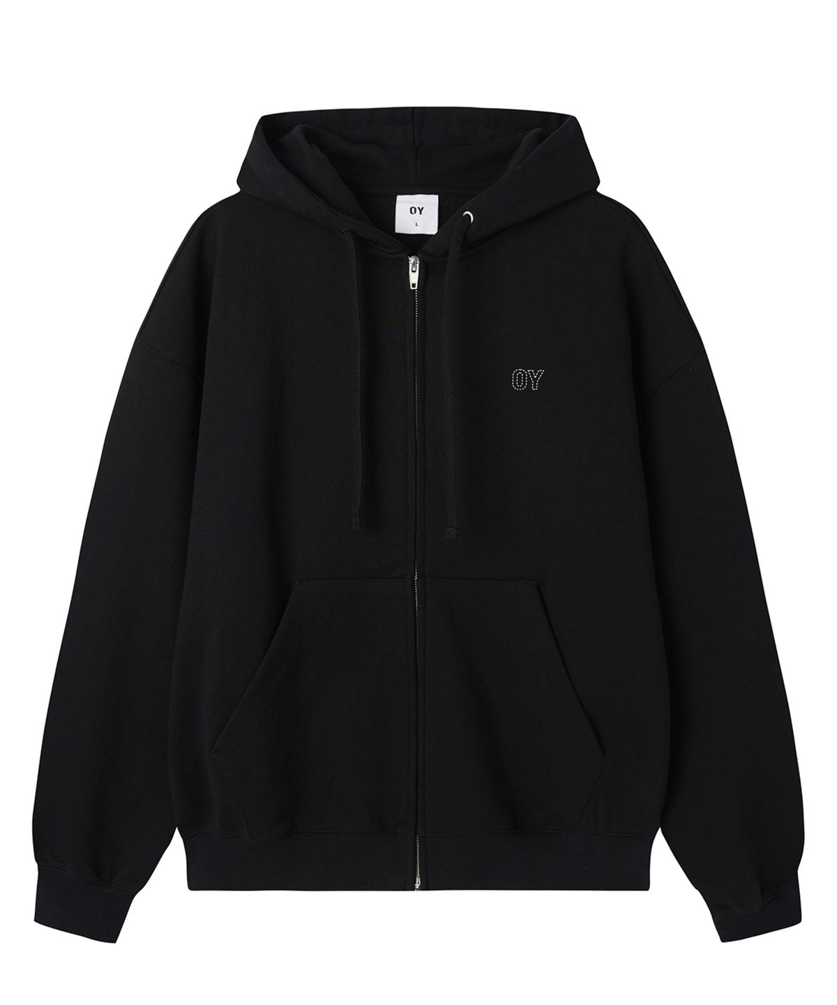 오픈야드(오와이)(OPENYARD(OY)) STRIPE PATCH HOODIE ZIP UP - BLACK