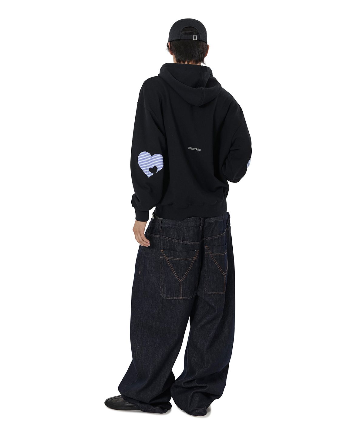오픈야드(오와이)(OPENYARD(OY)) STRIPE PATCH HOODIE ZIP UP - BLACK