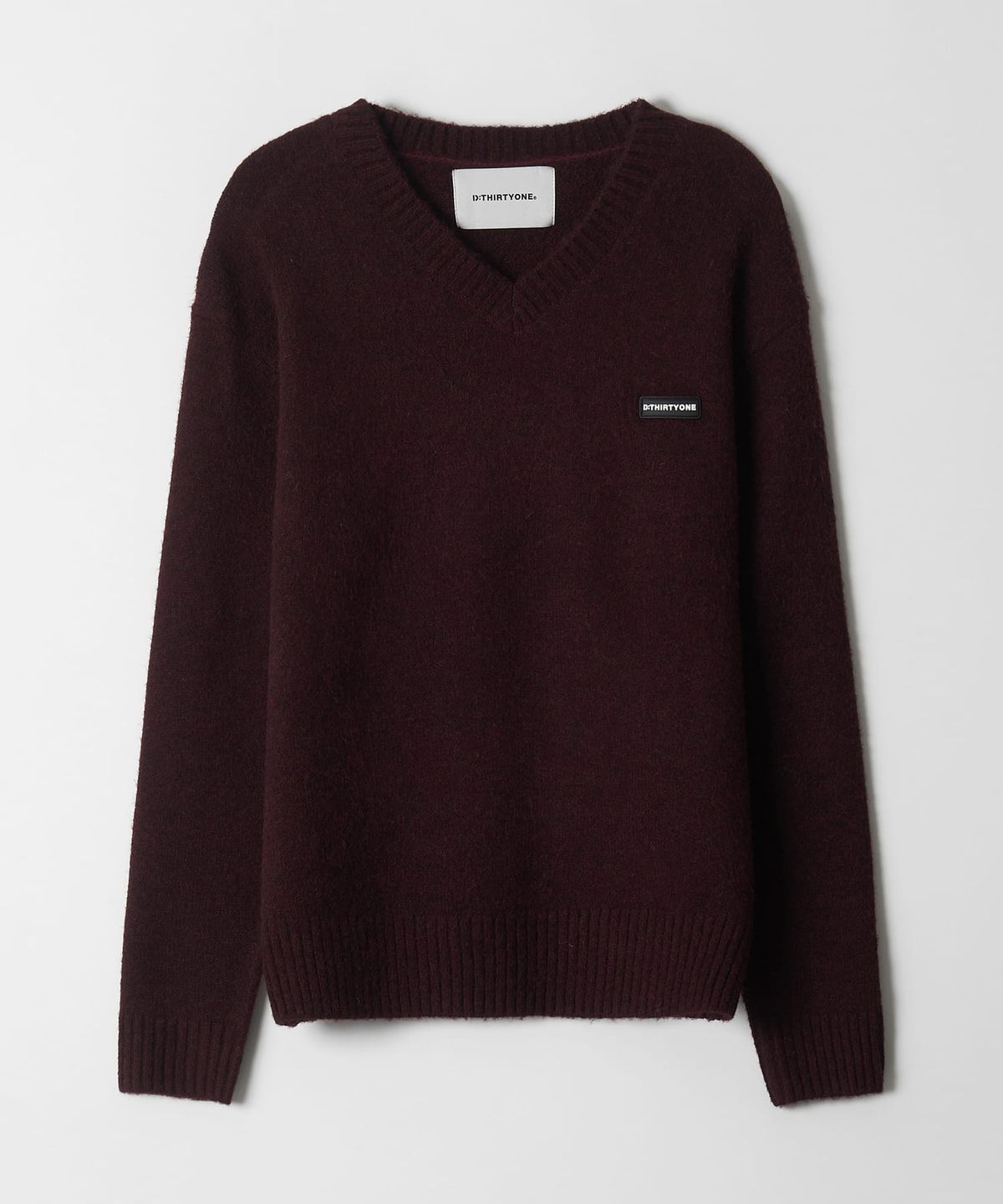 디써티원(DTHIRTYONE) V-Neck Solid Sweater (BURGUNDY)