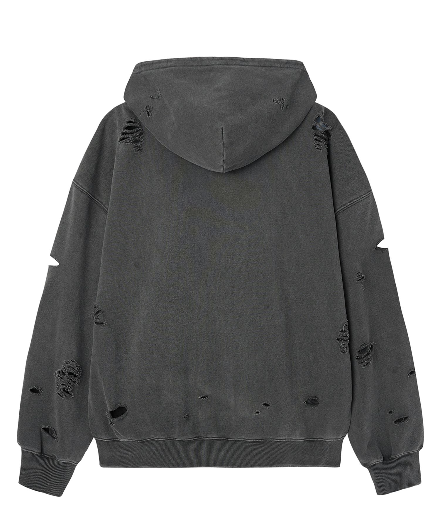 MUSINSA | OPENYARD(OY) PIGMENT DESTROYED HOODIE ZIP UP - CHARCOAL