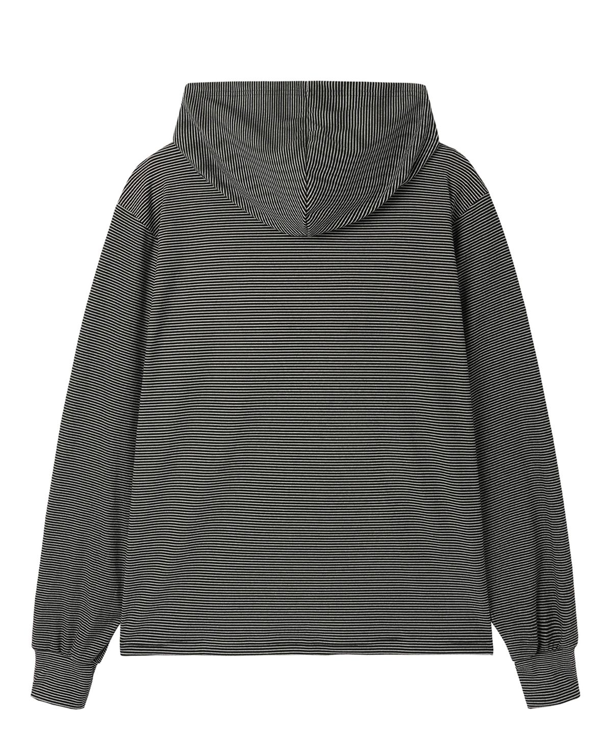 오픈야드(오와이)(OPENYARD(OY)) STRIPED FLEECE HOODIE L/S TEE - BLACK