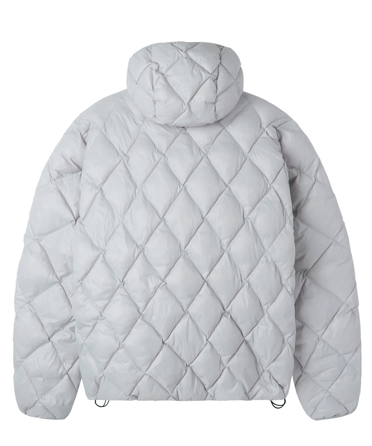 오픈야드(오와이)(OPENYARD(OY)) DIAMOND QUILTED CURVED PANEL LIGHTWEIGHT PUFFER JACKET - LIGHT GREY