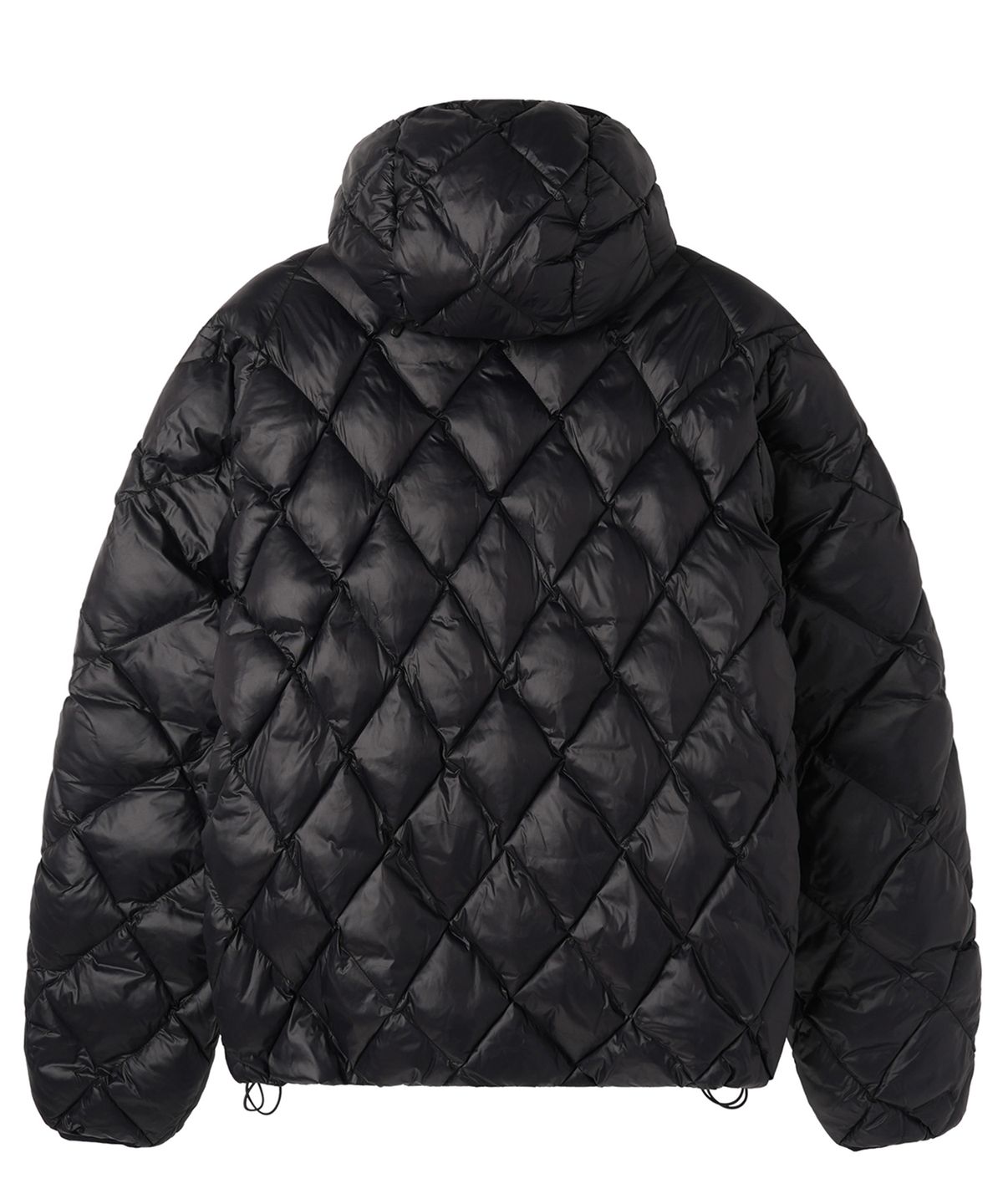 오픈야드(오와이)(OPENYARD(OY)) DIAMOND QUILTED CURVED PANEL LIGHTWEIGHT PUFFER JACKET - BLACK