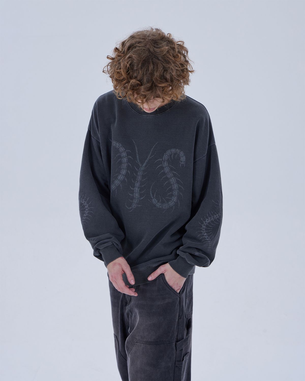 디스펑트(DYSFUNCT) DYS CENTIPEDE PIGMENT SWEATSHIRT (CHARCOAL)