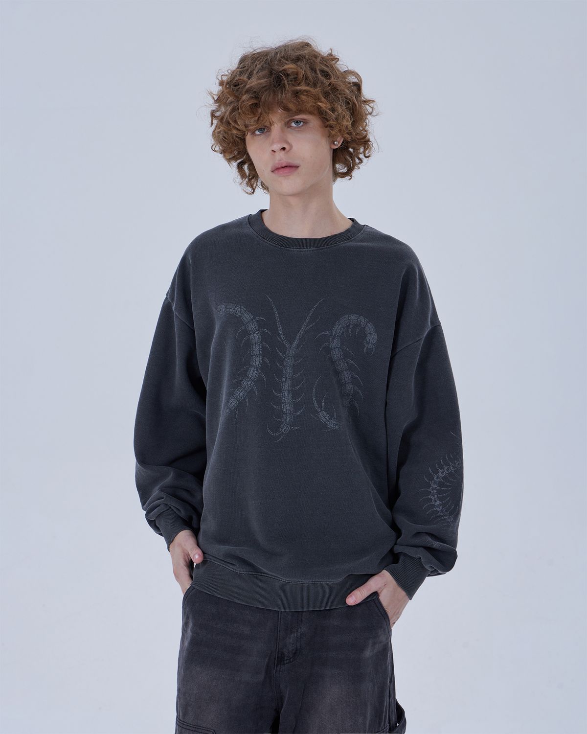 디스펑트(DYSFUNCT) DYS CENTIPEDE PIGMENT SWEATSHIRT (CHARCOAL)