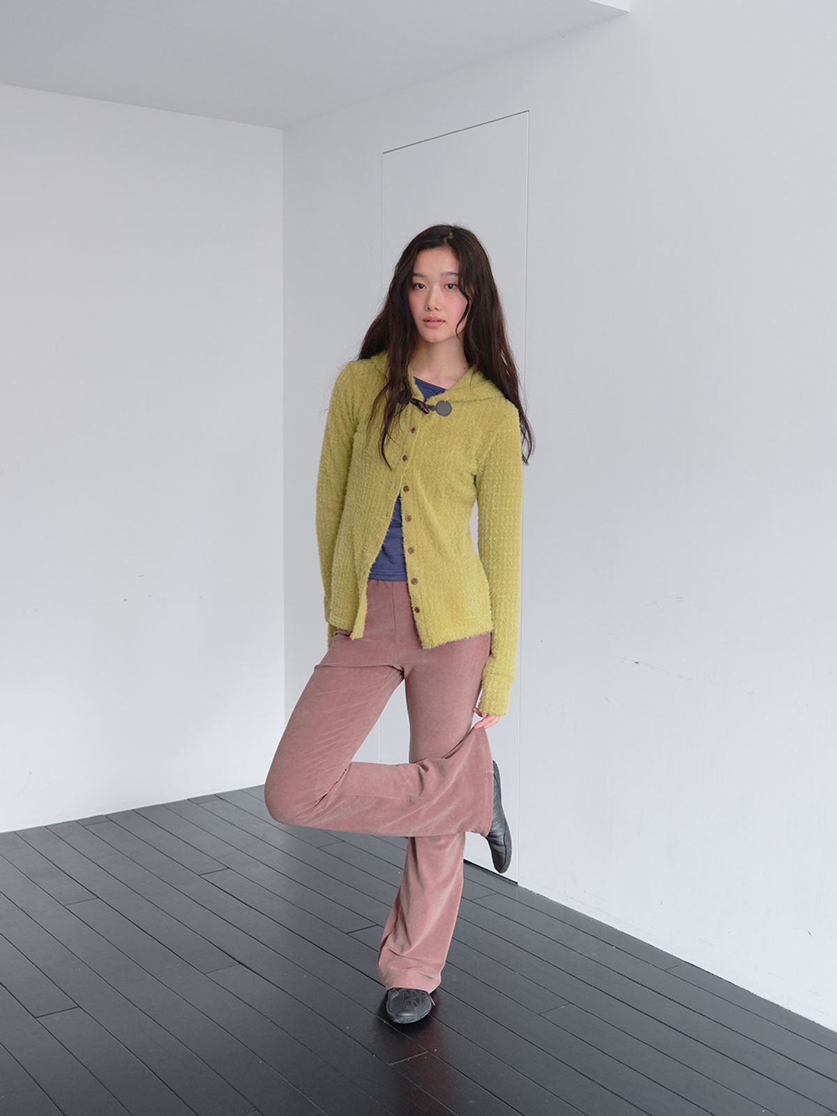 무음(MUWM) 플레어 밴딩 팬츠&모듈러 숄 세트 Flare Banding Pants & Modular Shawl Set (Brown)